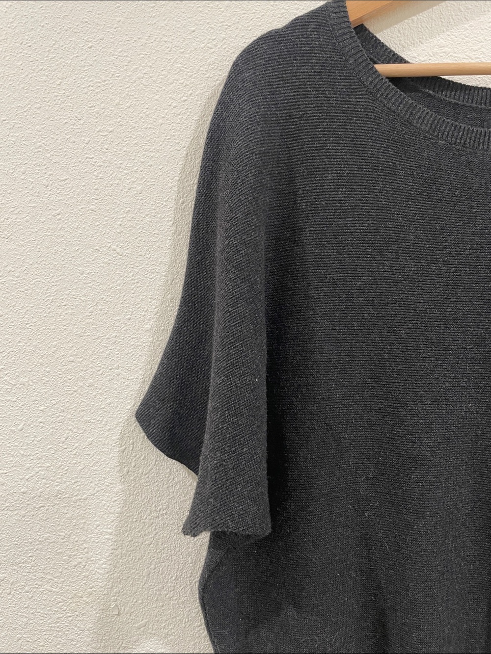 Quince Charcoal Gray Short-Sleeve Knit Sweater Cotton Cashmere Blend Medium - Picture 5 of 8